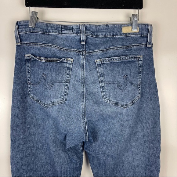 AG Jeans Mari High Rise Slim Straight Jeans Raw Hem Size 32 Blue - Picture 7 of 10